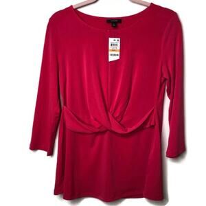 Alfani Flamingo Pink Twist Front Top 3/4 sleeves